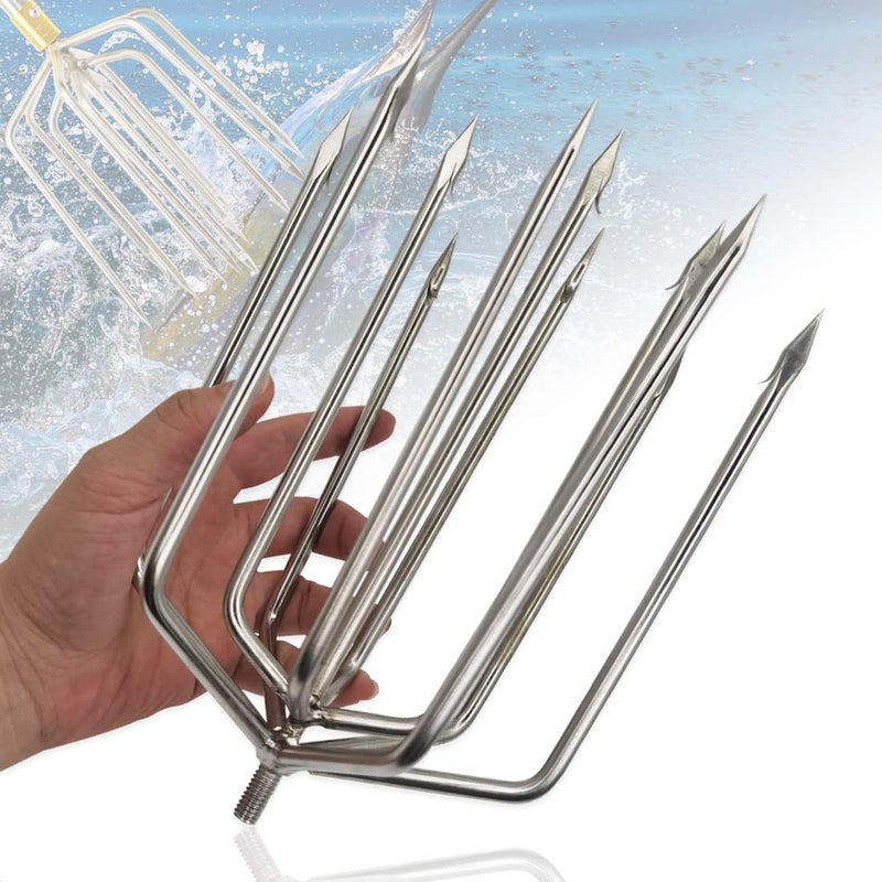Dutiplus Large Fishing Harpoon 1~11 Prong Barded Stainless Steel Hunting Fish Gig Gaff Fork Hook with 8mm Screw for Catching Big Fish Mole Big Bullfrog - Image 1